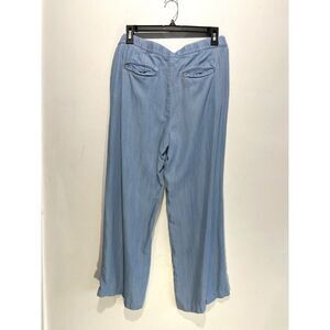 J. Jill chambray pull on pants wide flare leg blue denim comfy casual women's 8